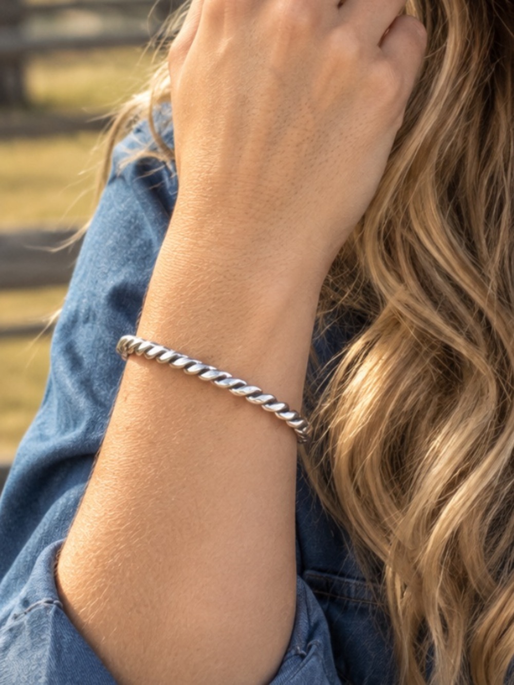 Navajo Tahe Braided Twist Cuff Bracelet Sterling Silver